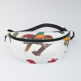 Colorful Tropical Parrots, Leaves & Flowers  Fanny Pack