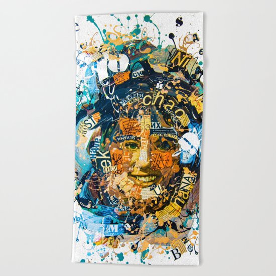 the woman's face #1 Beach Towel