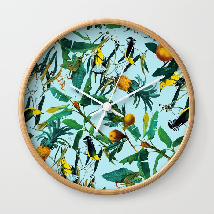 Fruit and Birds Pattern Wall Clock