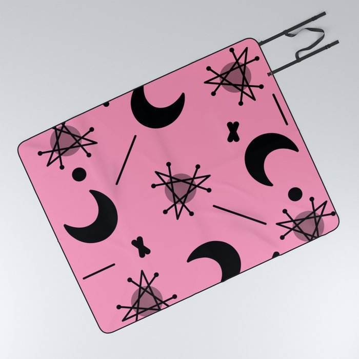 Moons & Stars Atomic Era Abstract Pink Picnic Blanket