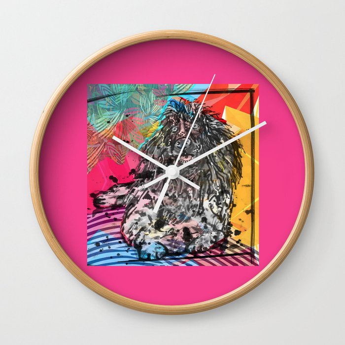 Poodle 2 pop art Wall Clock
