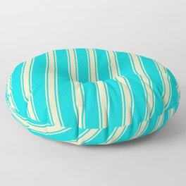 [ Thumbnail: Dark Turquoise and Tan Colored Stripes/Lines Pattern Floor Pillow ]