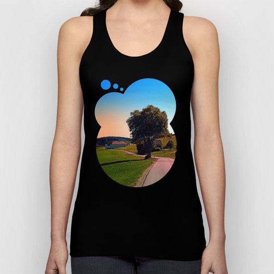 A tree, a road and summertime Unisex Tank Top