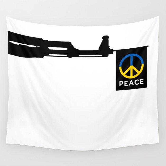 Peace sign at the end of the gun Wall Tapestry