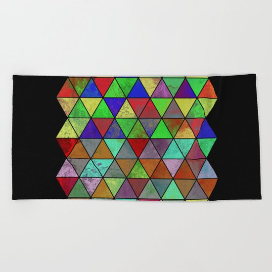 Textured Triangles 2 - Abstract, geometric, textured painting Beach Towel