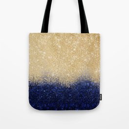 Gold Blue Glitter Ombre Luxury Design Tote Bag