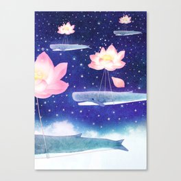Lotus Whales Canvas Print