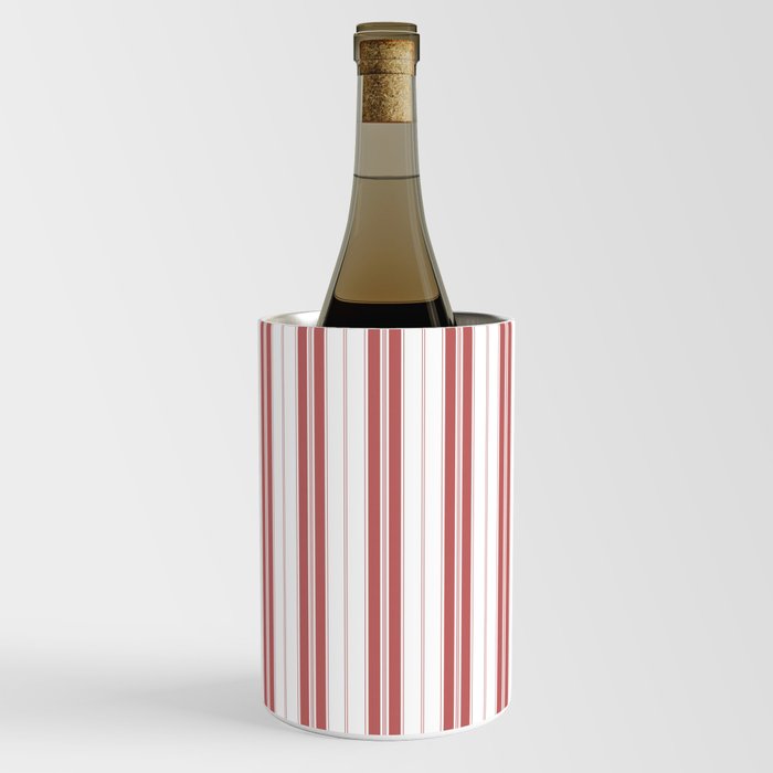 Wine Red and White Vintage American Country Cabin Ticking Stripe Wine Chiller