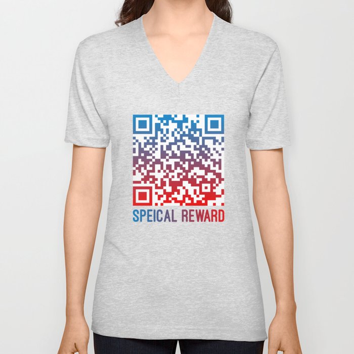Special Reward Funny Rickroll QR Code V Neck T Shirt