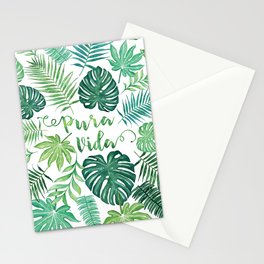 Tropical Pura Vida Palm Leaves and Monstera Watercolor Stationery Card