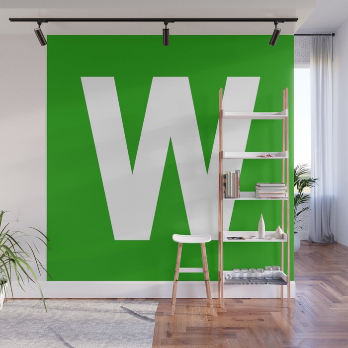 Letter W (White & Green) Wall Mural