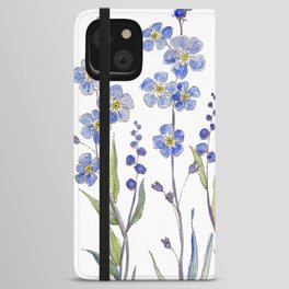 Blue Forget Me Not Blooms iPhone Wallet Case
