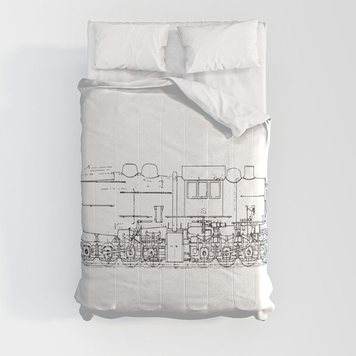 Sketchy train art Comforter