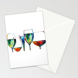 Colorful Wine Glasses - Bar Friends - Sharon Cummings Stationery Card
