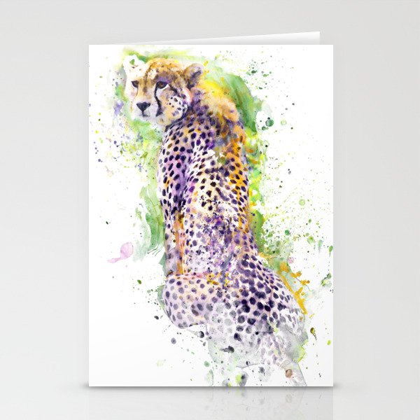 Resting Cheetah Watercolor Painting Stationery Cards