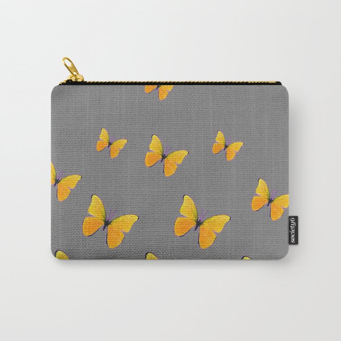YELLOW BUTTERFLIES CHARCOAL GREY ART Carry-All Pouch