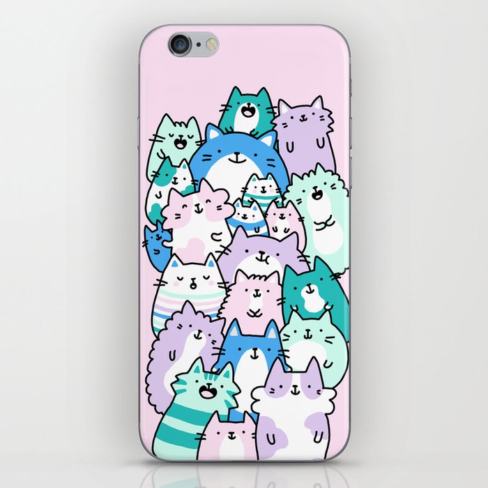 Pastel Pile of Cats iPhone Skin