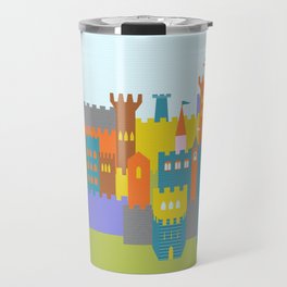 Medieval Castle Colorful Stronghold Towers Travel Mug