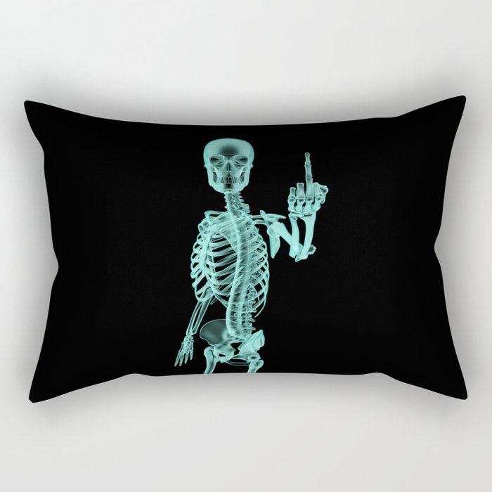 X-ray Bird / X-rayed skeleton demonstrating international hand gesture Rectangular Pillow
