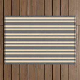 [ Thumbnail: Dim Grey, Dark Grey, and Beige Colored Stripes Pattern Outdoor Rug ]