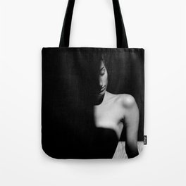 Shadows; Strangers Turning to Dust; female nude silhoutte portrait black and white photography - photographs Tote Bag
