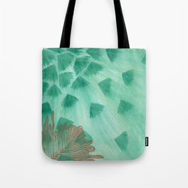 Teal Fans and Feather Tote Bag
