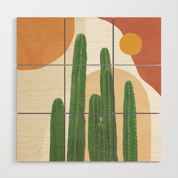 Abstract Cactus I Wood Wall Art