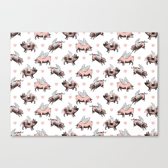 Flying Pigs | Vintage Pigs with Wings | Canvas Print