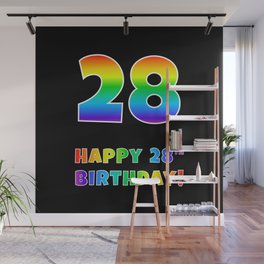 [ Thumbnail: HAPPY 28TH BIRTHDAY - Multicolored Rainbow Spectrum Gradient Wall Mural ]