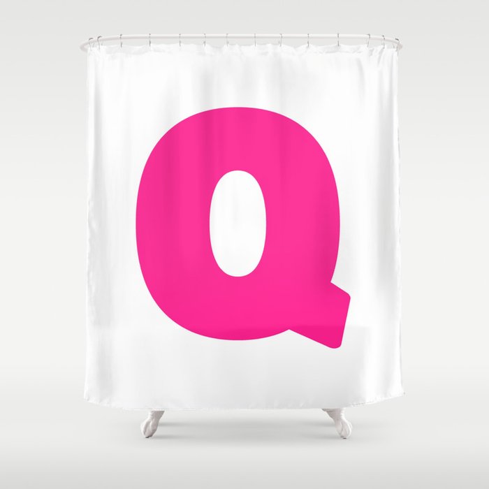 Q (Dark Pink & White Letter) Shower Curtain