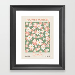 Flower Market London, Pastel Daisies Retro Print Framed Art Print