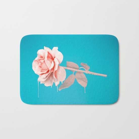 Pastel rose drip Bath Mat