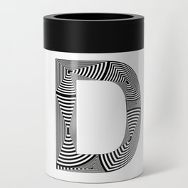 capital letter D in black and white, with lines creating volume effect Can Cooler