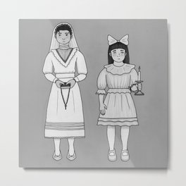 First Communion Girls (greyscale) Metal Print