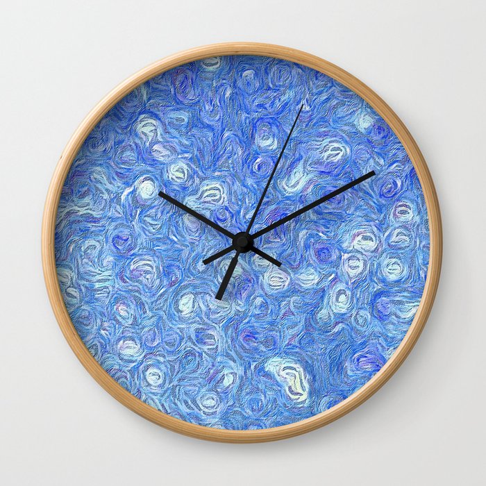 Whirlygig - pretty blue abstract pattern; digital painting Wall Clock