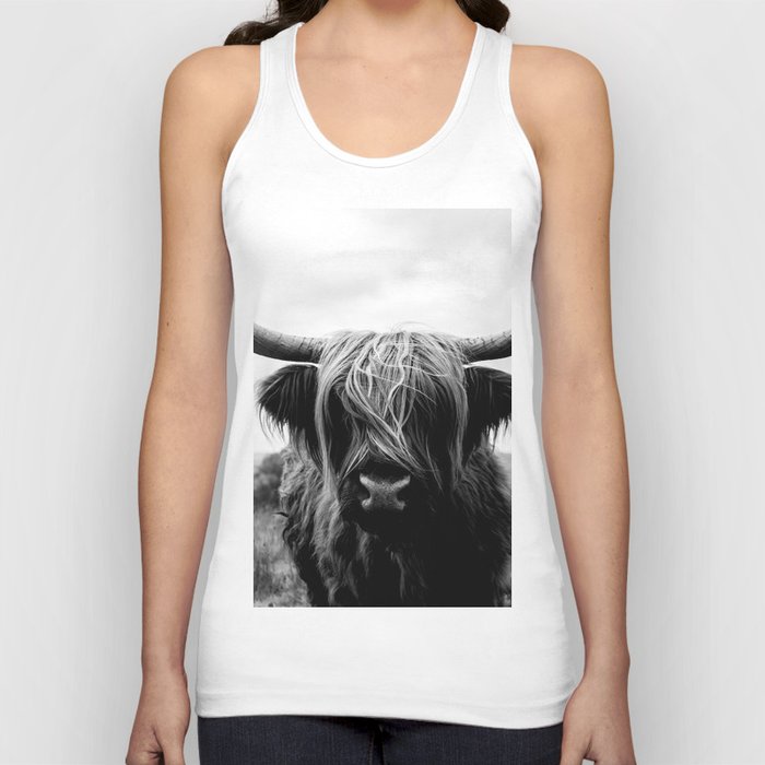 Scottish Highland Cattle in Black and White - Animal Photograph Tank Top