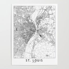 St. Louis White Map Poster