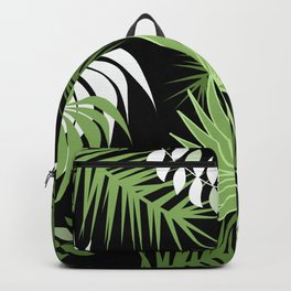 Black and White Green palm tree banana leaves summer tropical leaf print  Backpack