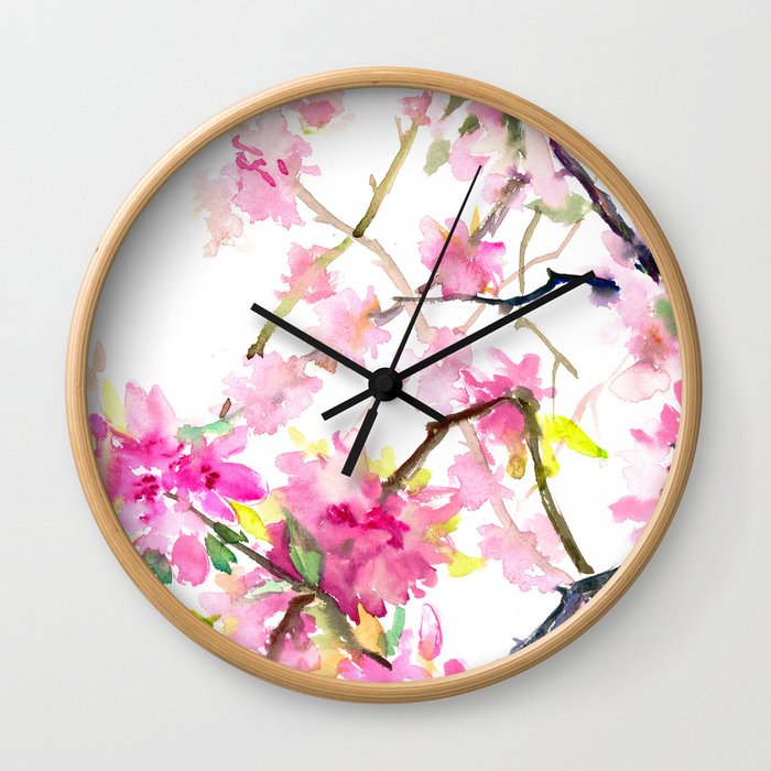 Cherry Blossom, Sakura, Japanese Floral art Wall Clock