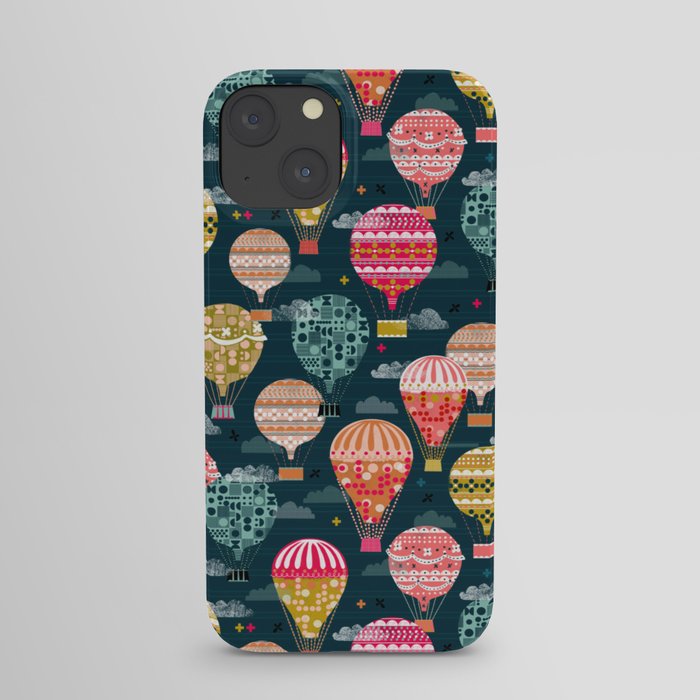Hot Air Balloons - Retro, Vintage-inspired Print and Pattern by Andrea Lauren iPhone Case