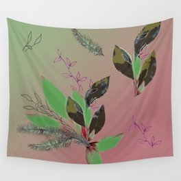 Stylish plant bushes leaves pattern design Wall Tapestry