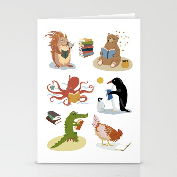 Animal Readers Stationery Cards