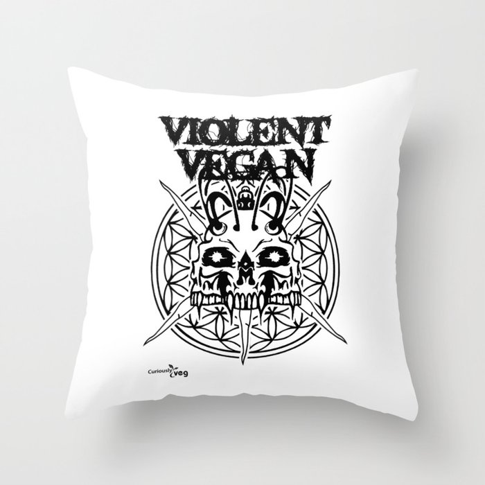 Violent Vegan - Black Throw Pillow
