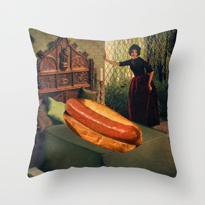 Hotdog in Bed Throw Pillow by Tyler Varsell Society6