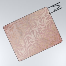 Blush Pink Leaves Silk Trendy Collection Picnic Blanket