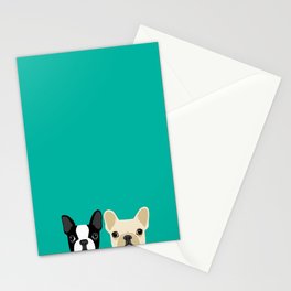 Boston Terrier & French Bulldog 2 Stationery Card