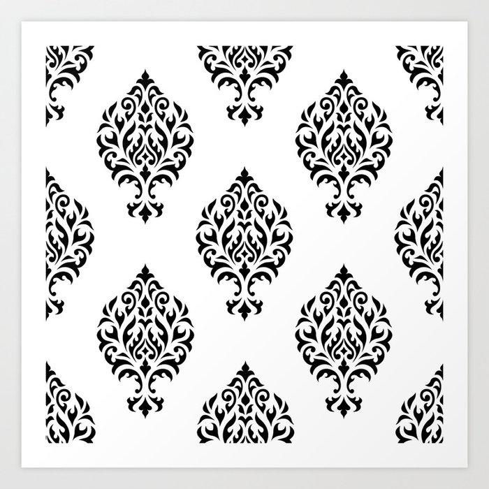 Orna Damask Pattern Black On White Art Print By Nataliepaskell Society6 Orna Damask Pattern Black On White Art Print By Nataliepaskell Society6