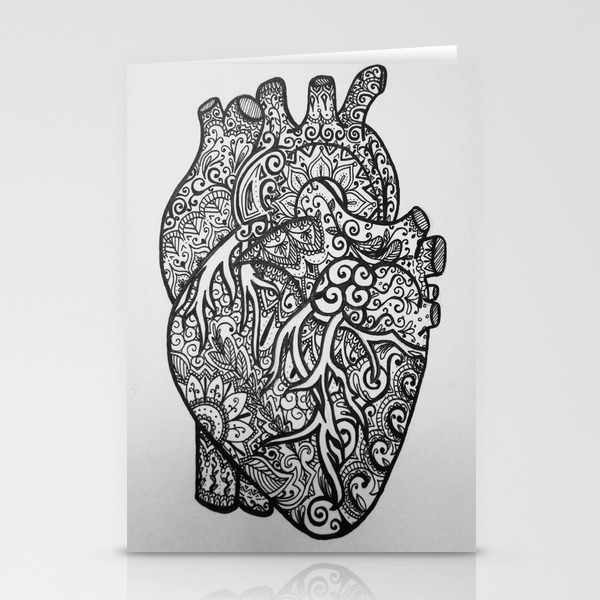 Anatomical Heart Zentangle Stationery Cards By Isabellat Society6