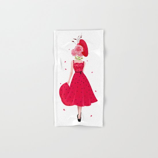 Ledy with flowers Hand & Bath Towel