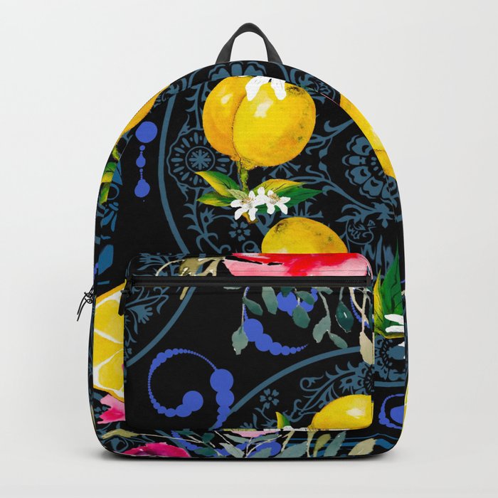 Lemon wreath,majolica Sicilian style art Backpack